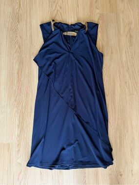 Elegant Navy Blue Sleeveless Dress